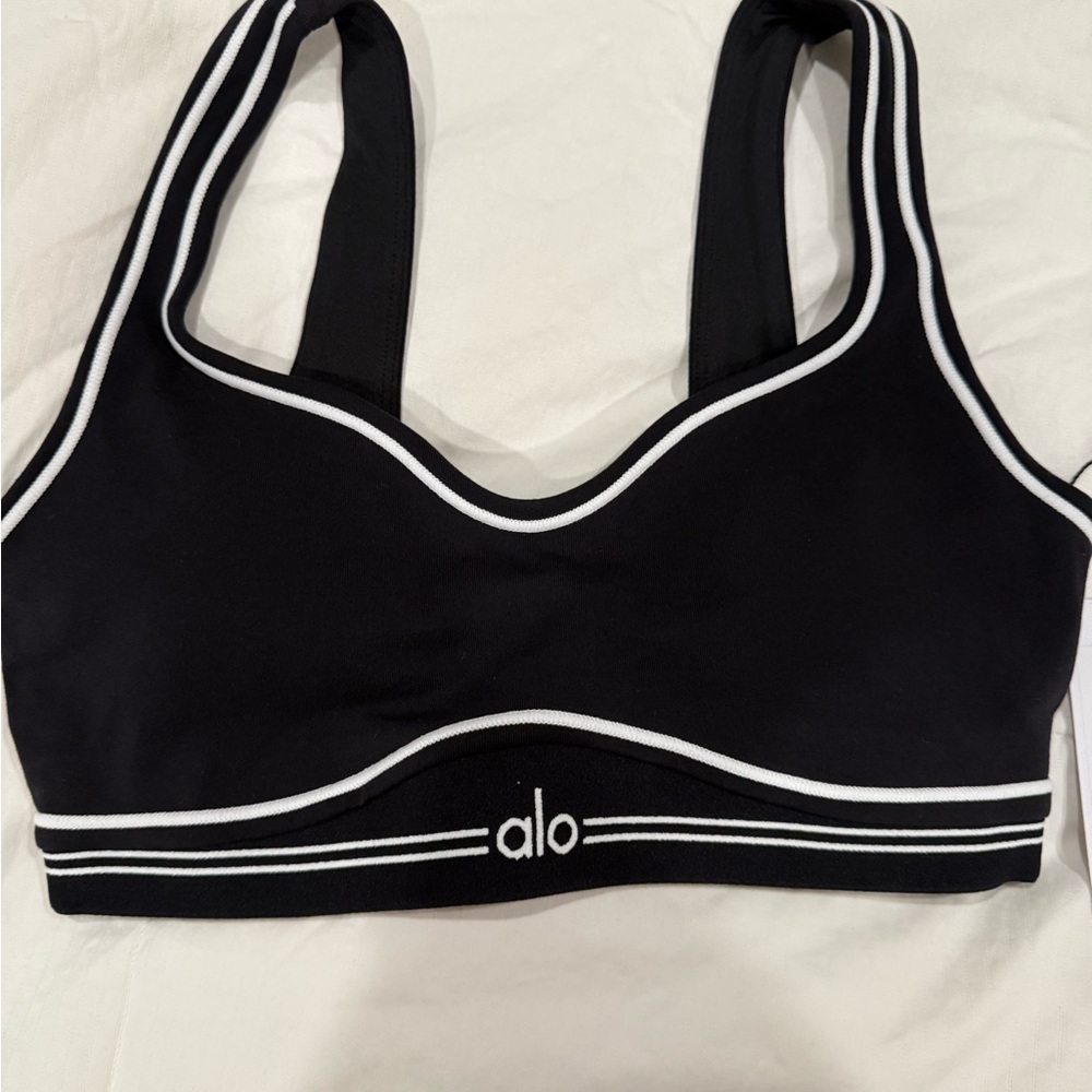 ALO Yoga Black and White Racerback Sports Bra